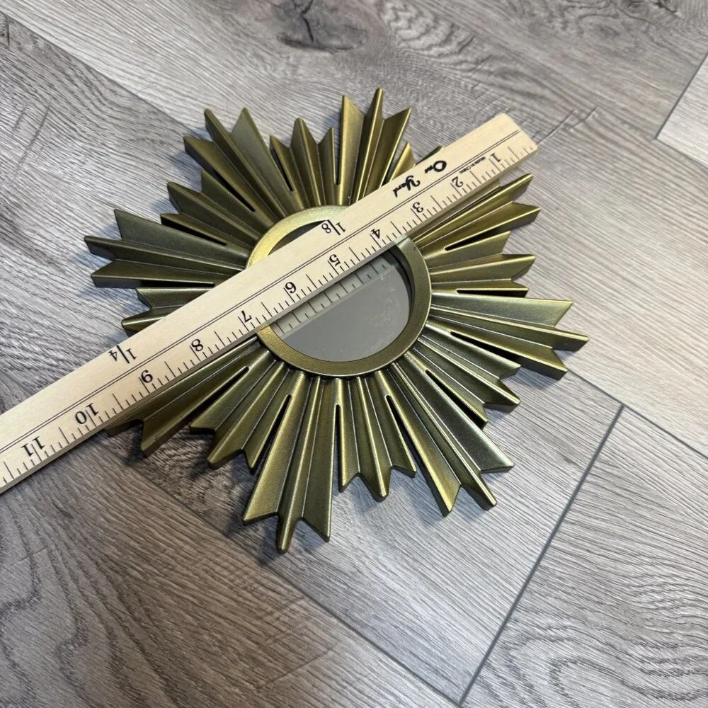 MCM Atomic Style Decorative Mirrors Set of 2 Sun Starburst Brushed Gold Tone 10
